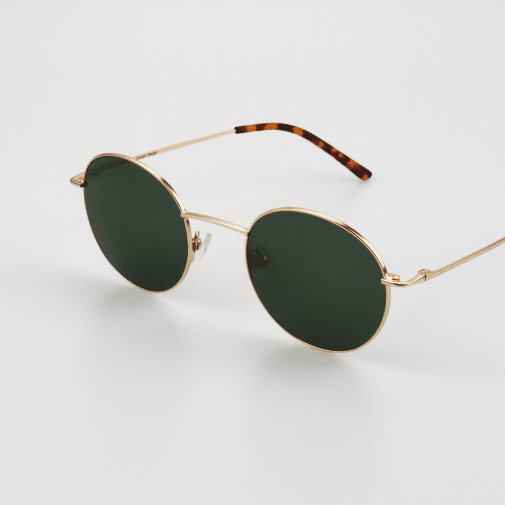 crosseyes rusk metal solbriller grøn glas guld retro