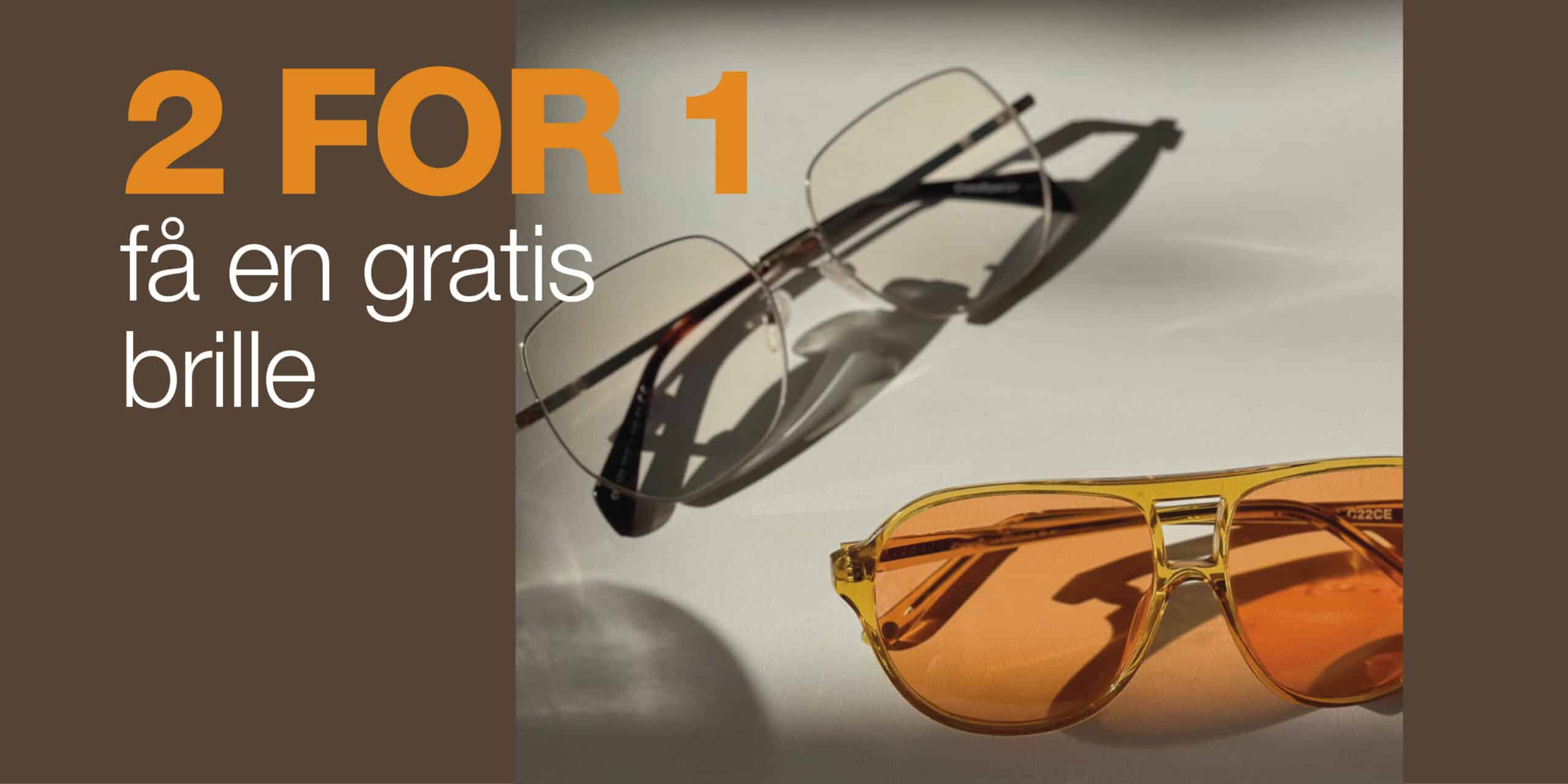 brille tilbud 2for1 gratis brille orange glas metal acetat